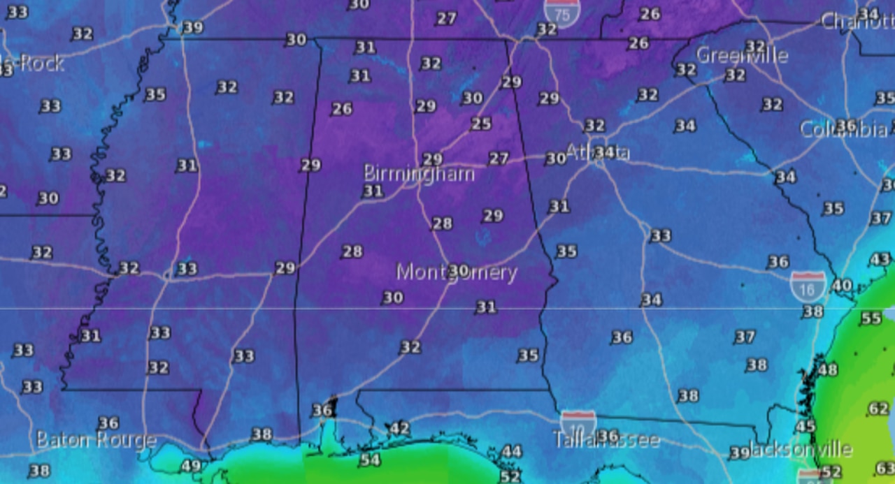 Thursday morning lows