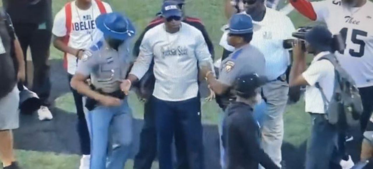 Deion Sanders shoved by Alabama State’s Eddie Robinson Jr. in heated on-field exchange after game