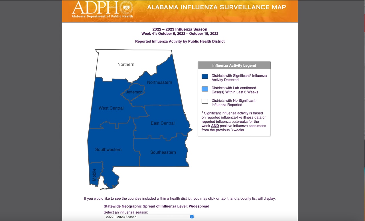 Flu already widespread in most of Alabama