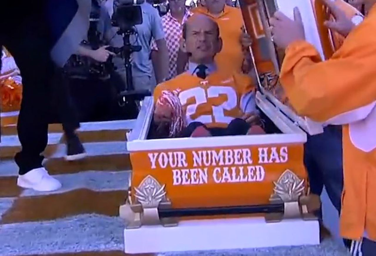 Paul Finebaum makes epic Alabama-Tennessee pick by rising from orange casket: ‘It was suffocating’