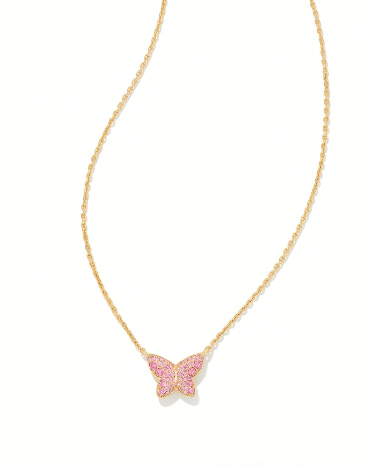 Lillia Butterfly Gold Pendant Necklace in Pink Crystal