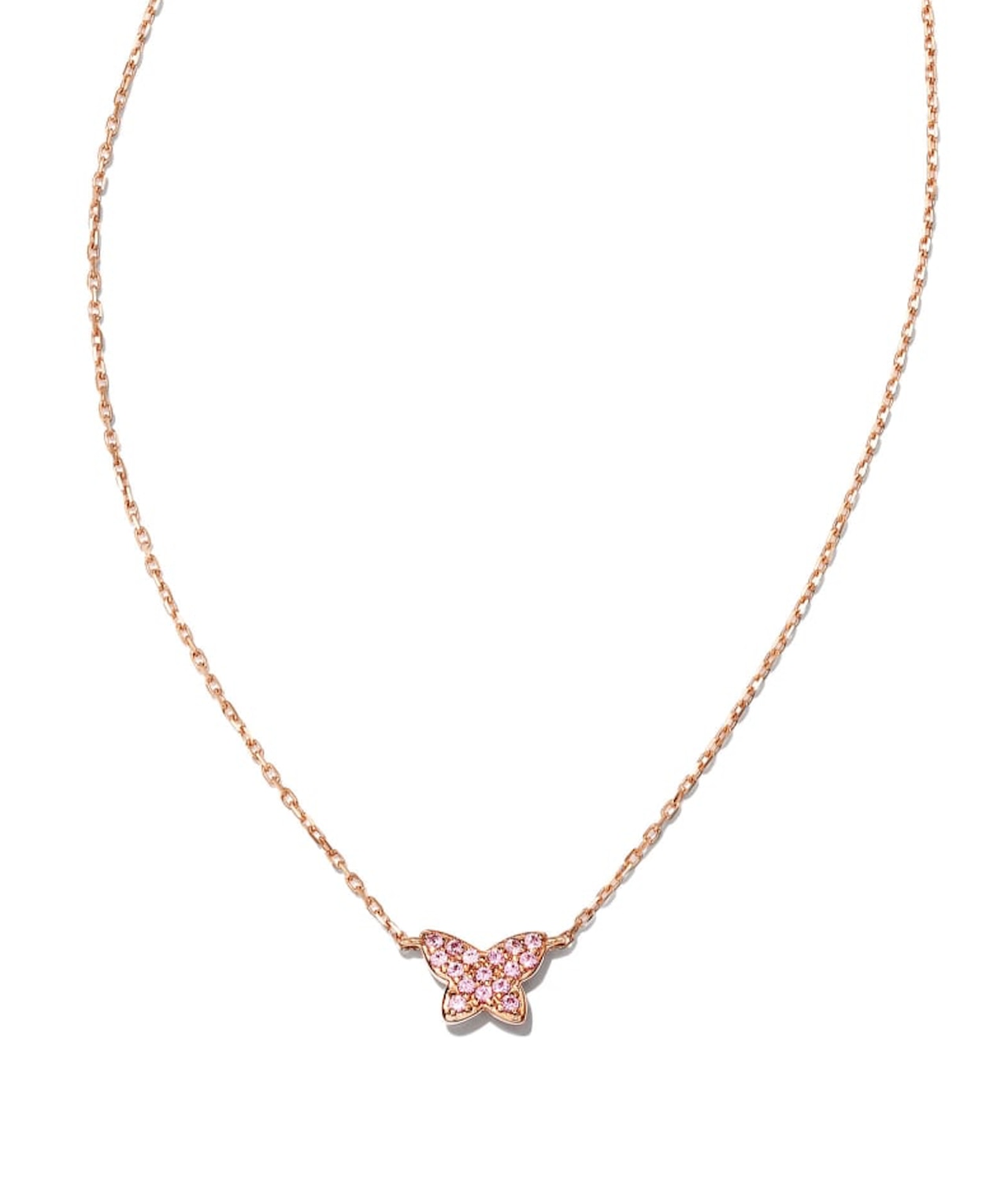 Butterfly 14k Rose Gold Pendant Necklace in Pink Sapphire