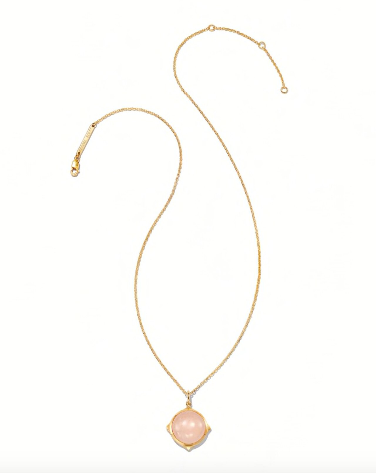 Matilda 18k Gold Vermeil Stone Charm Necklace in Rose Quartz