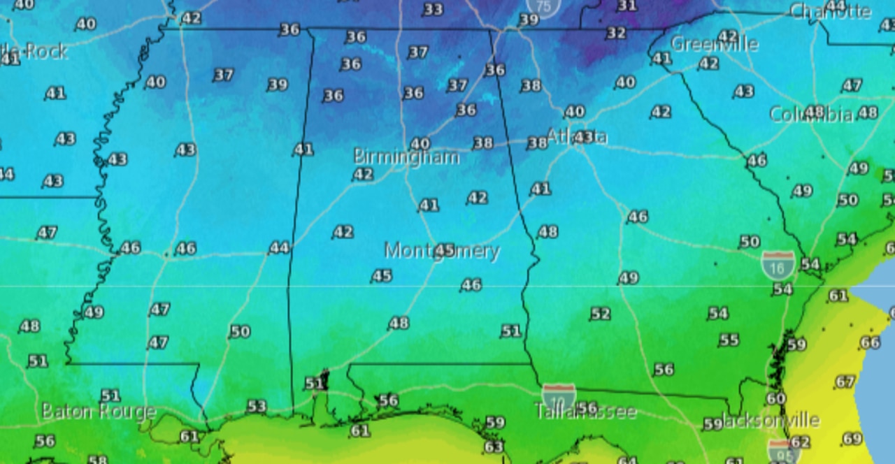 Sweater weather warning for Alabama next week