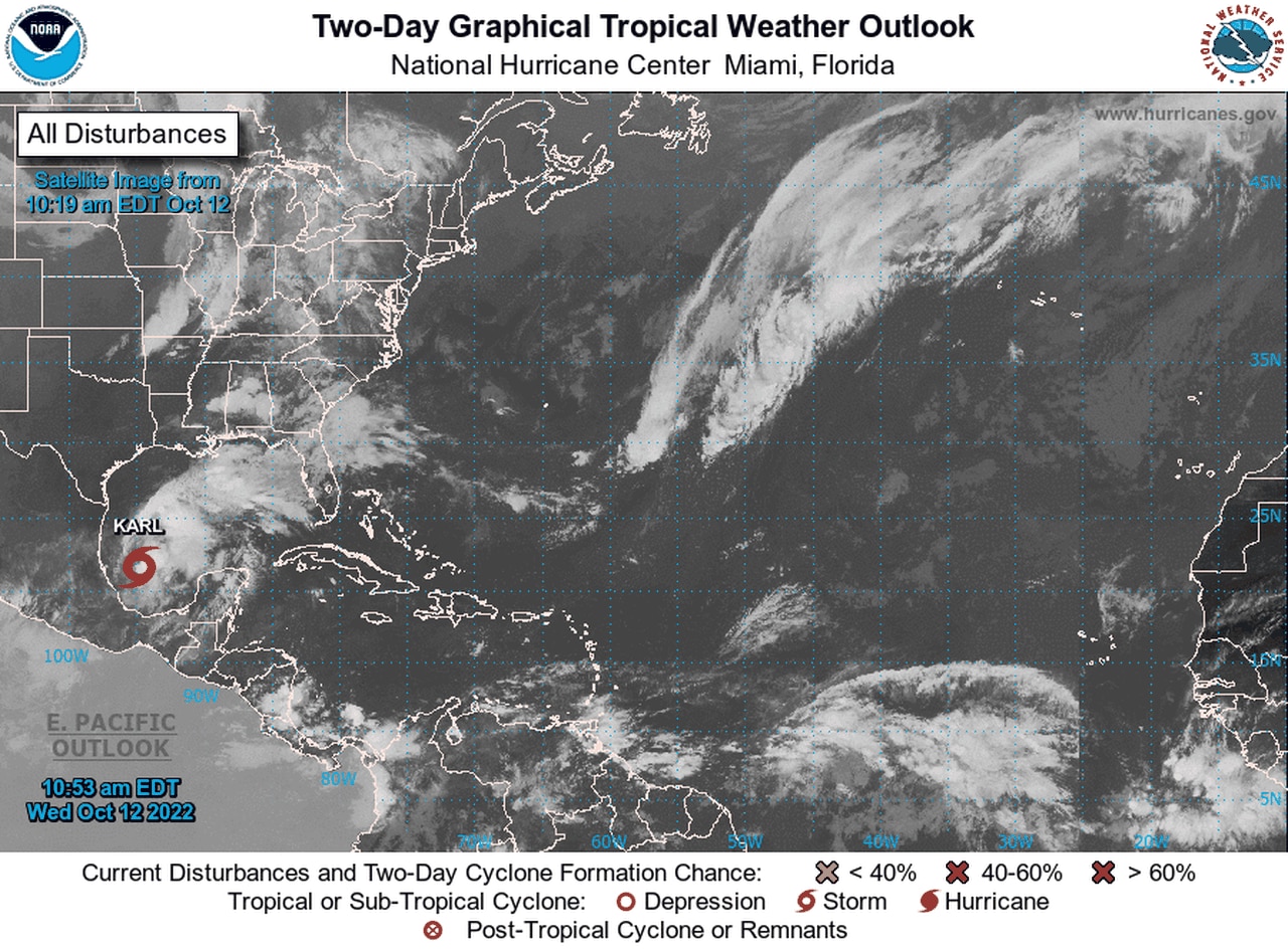 Tropical Storm Karl a little stronger in the Gulf