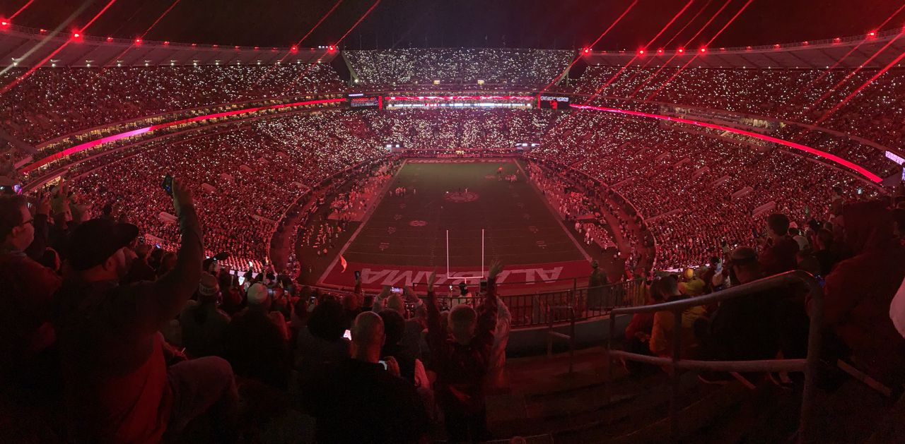 Where were the lights in Bryant-Denny Stadium during Alabama vs. Mississippi State?