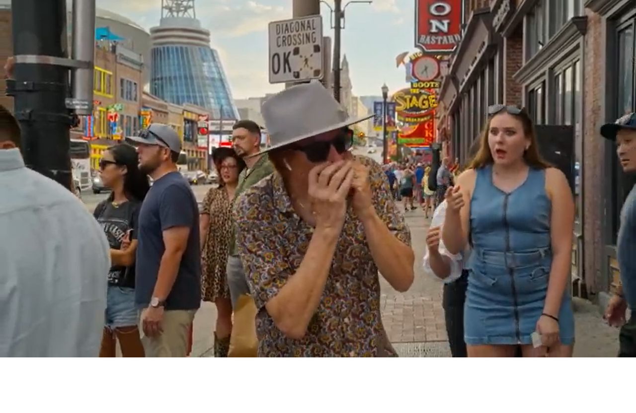 Jimmy Hall gets some interesting reactions as he strolls the streets of Nashville in the video for "Jumpin' For Joy."