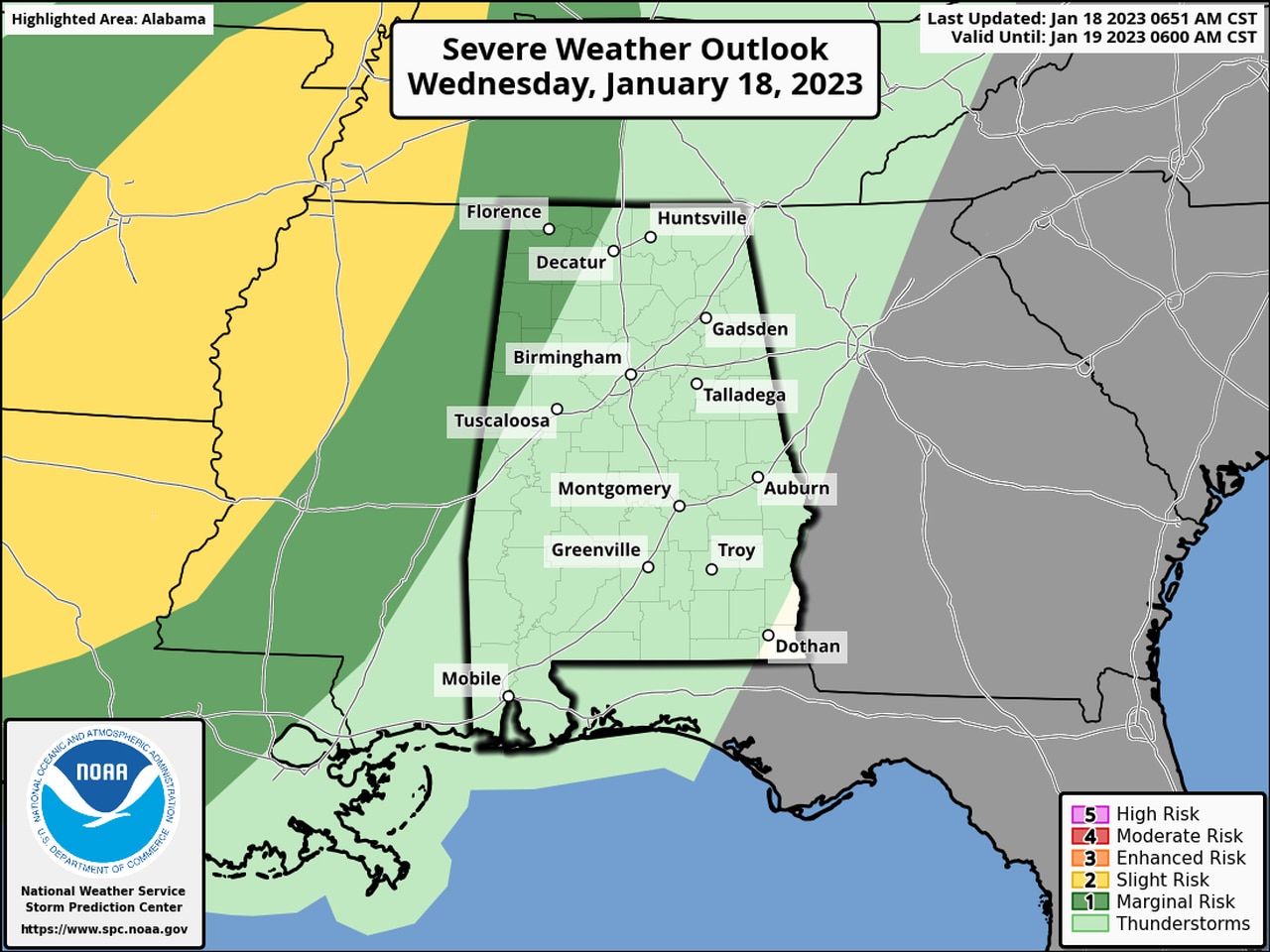 A few strong storms possible tonight in Alabama