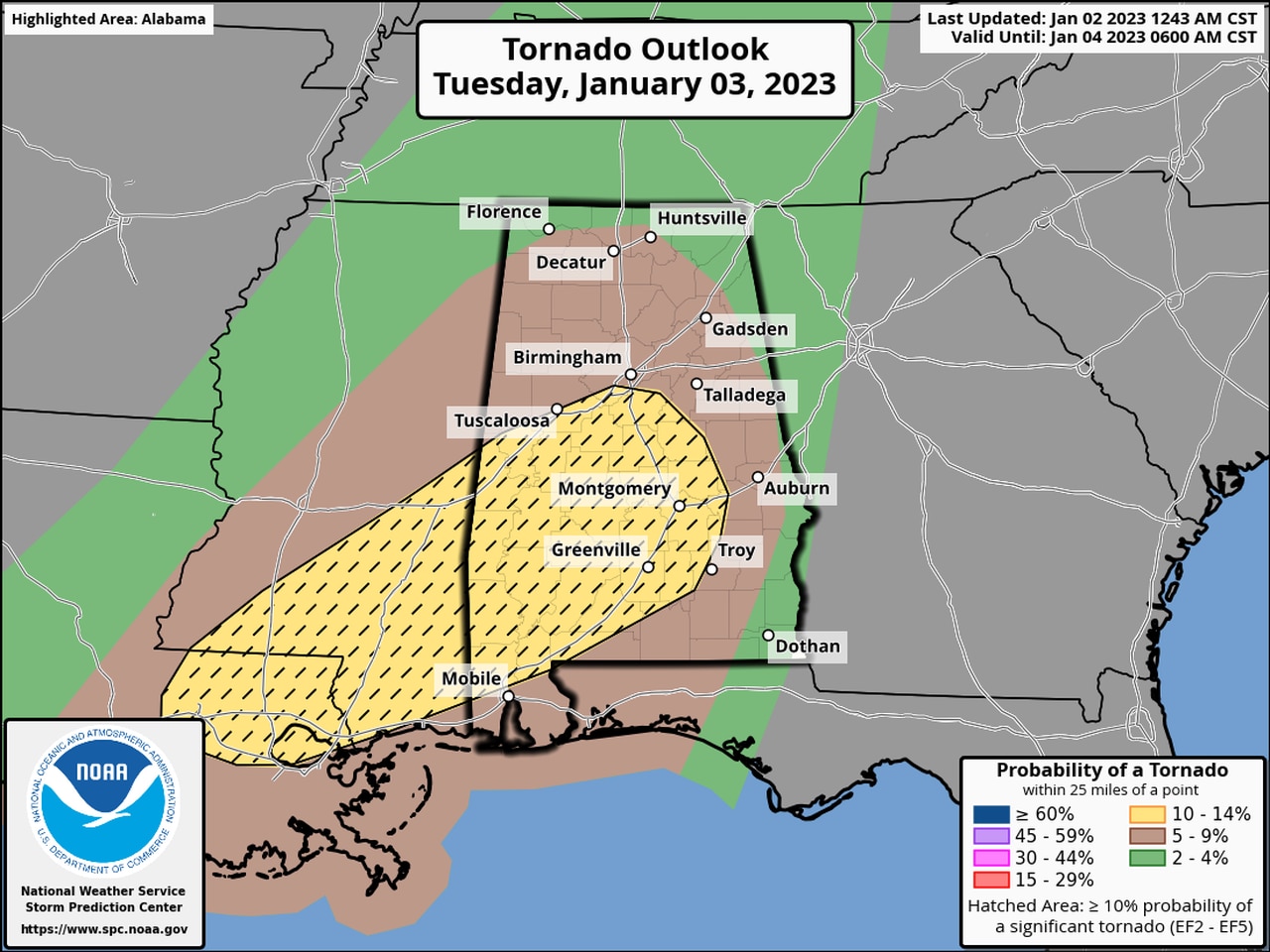 Tornado outlook for Tuesday