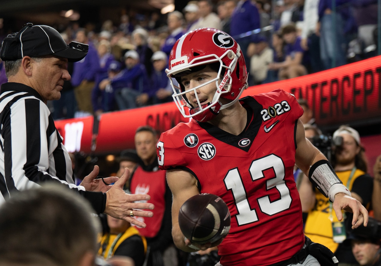 Georgia’s Stetson Bennett works shift at Raising Cane’s after winning CFP title over TCU