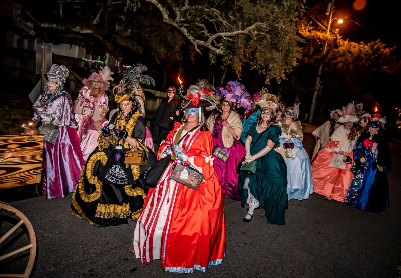 Masked Observer Mardi Gras Massacre Island Secret Society