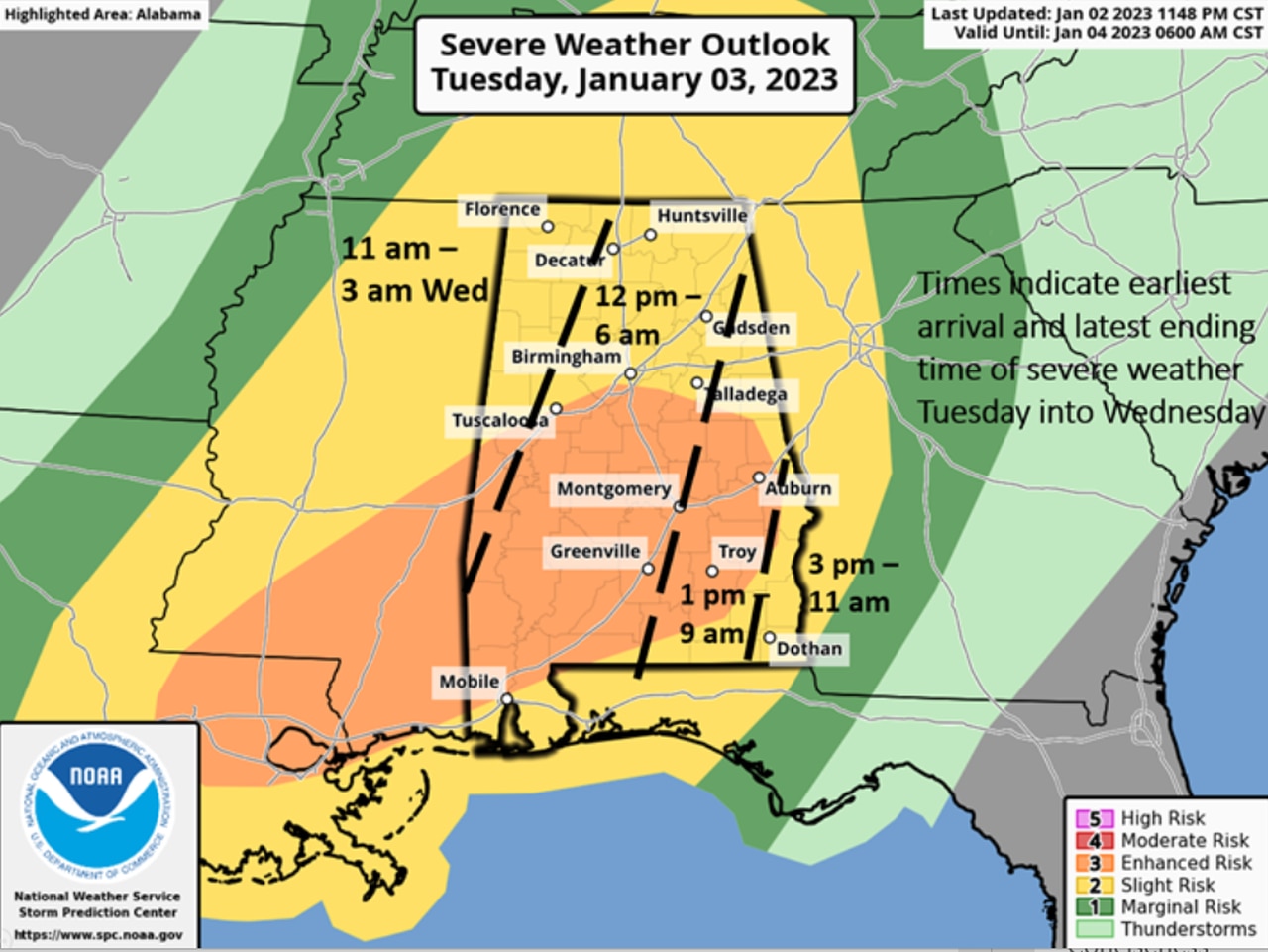 Severe weather in Alabama: What time will storms arrive where I live?