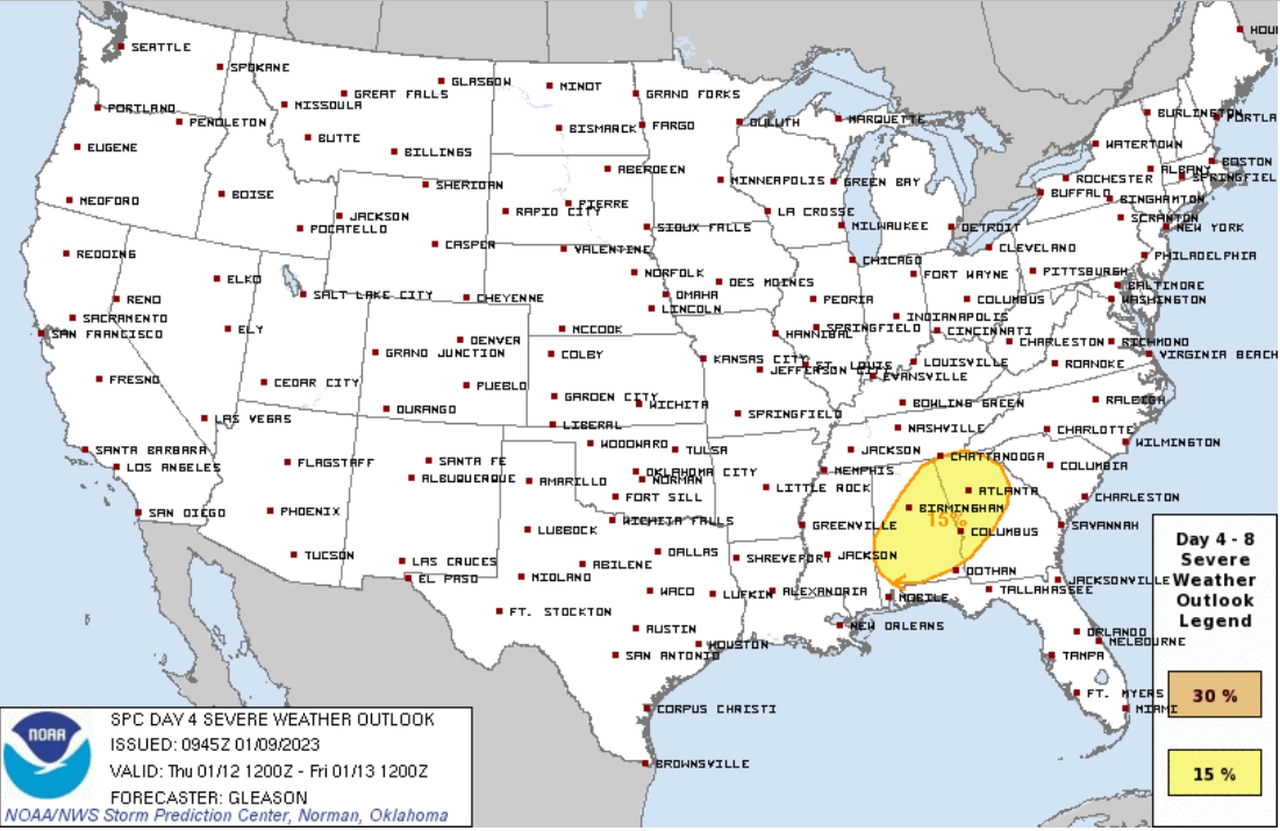 Severe weather possible on Thursday in Alabama