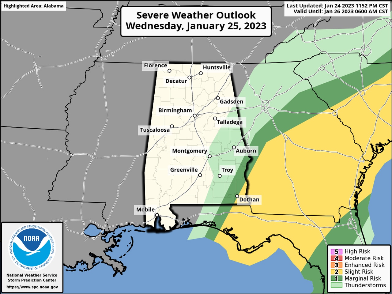 Strong winds, storm blows through coastal Alabama; minor damages at high school