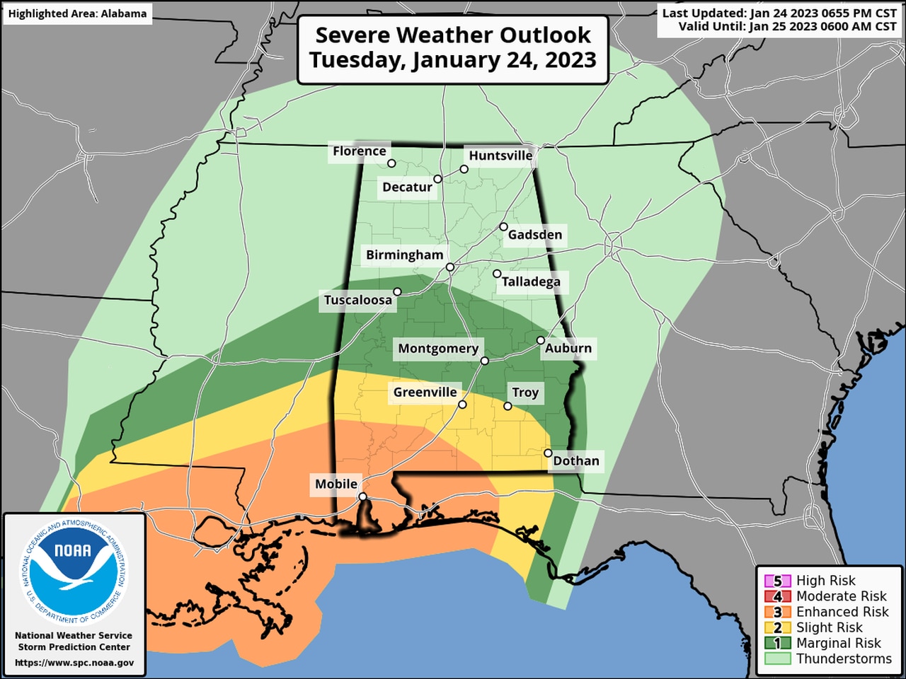 Tornado watch issued for south Alabama