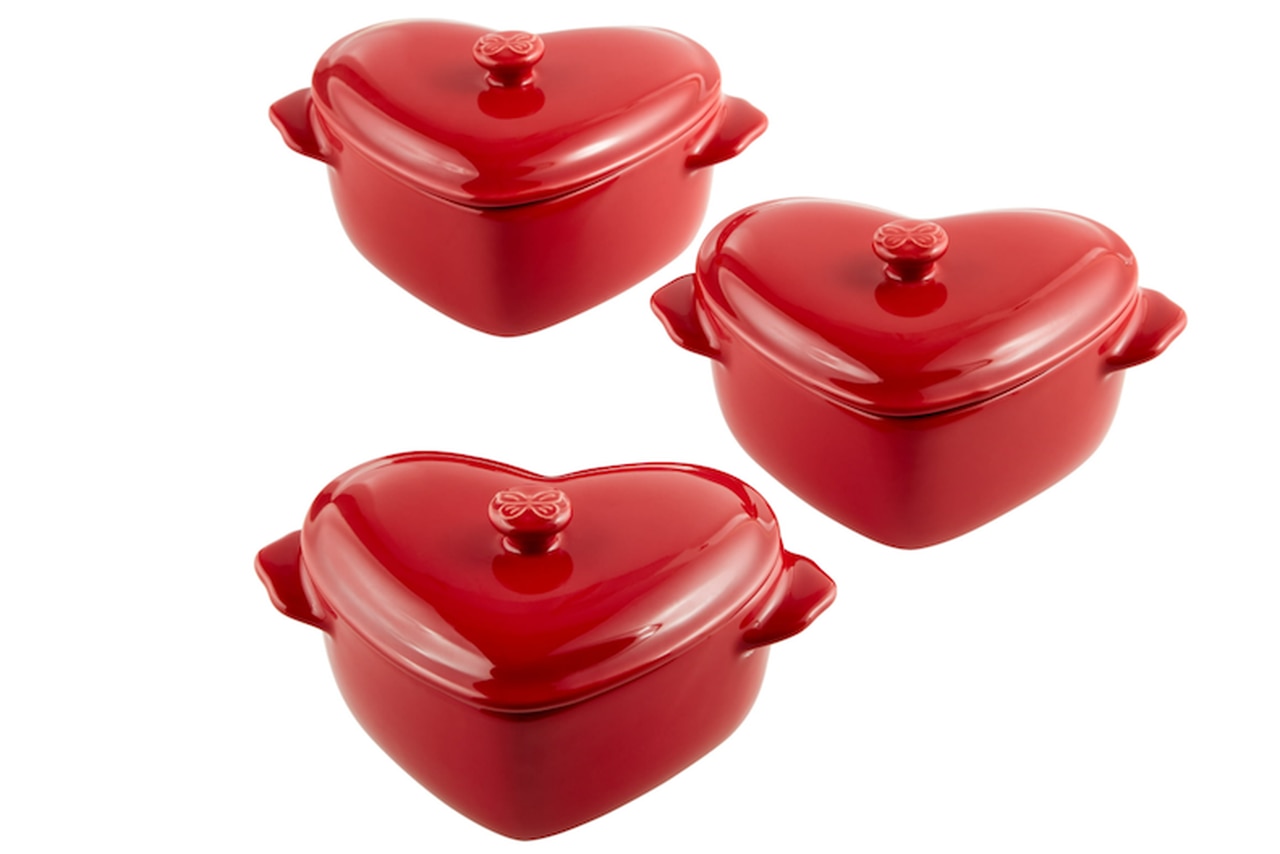 Mini Heart Ceramic Baking Dishes with Lid