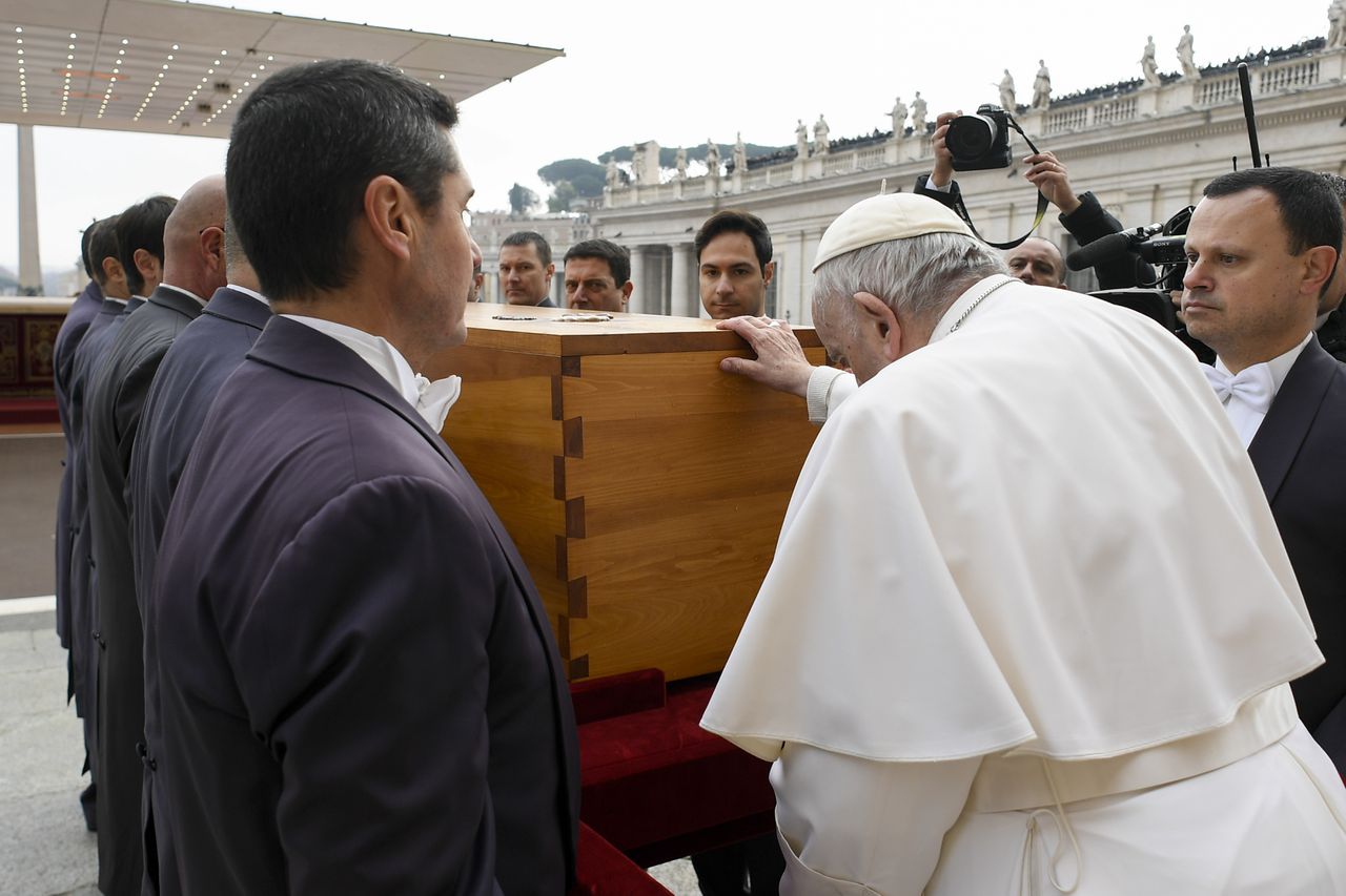 Why Pope Francis sat during most of the funeral for Pope Benedict XVI