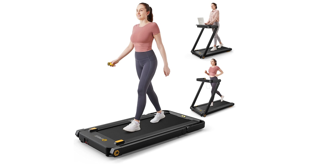 UREVO 3-in-1 Foldable Treadmill with Removable Desk