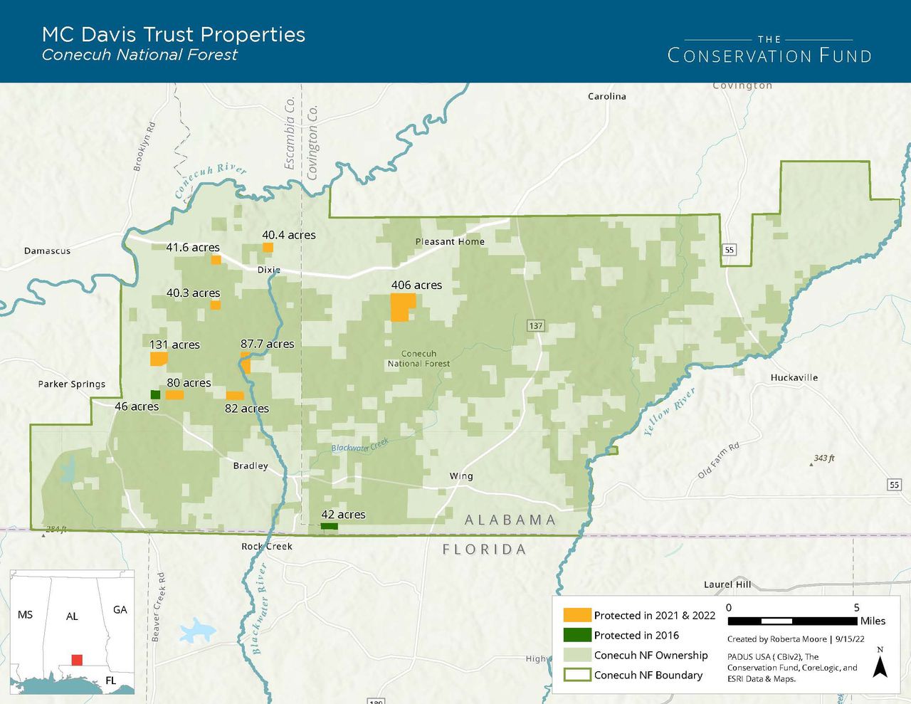 Conecuh National Forest additions map