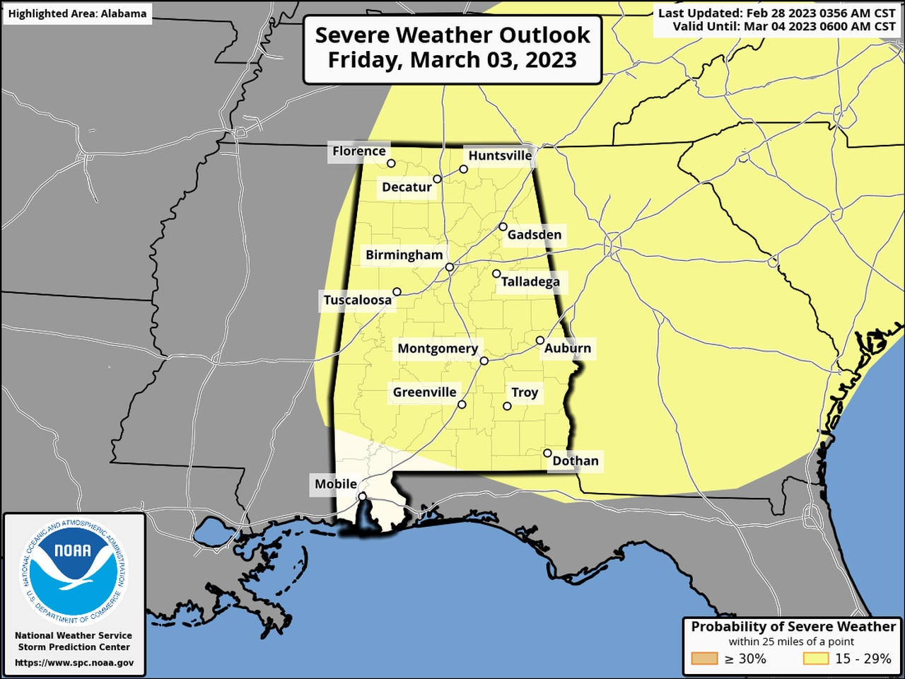 Friday severe weather outlook update