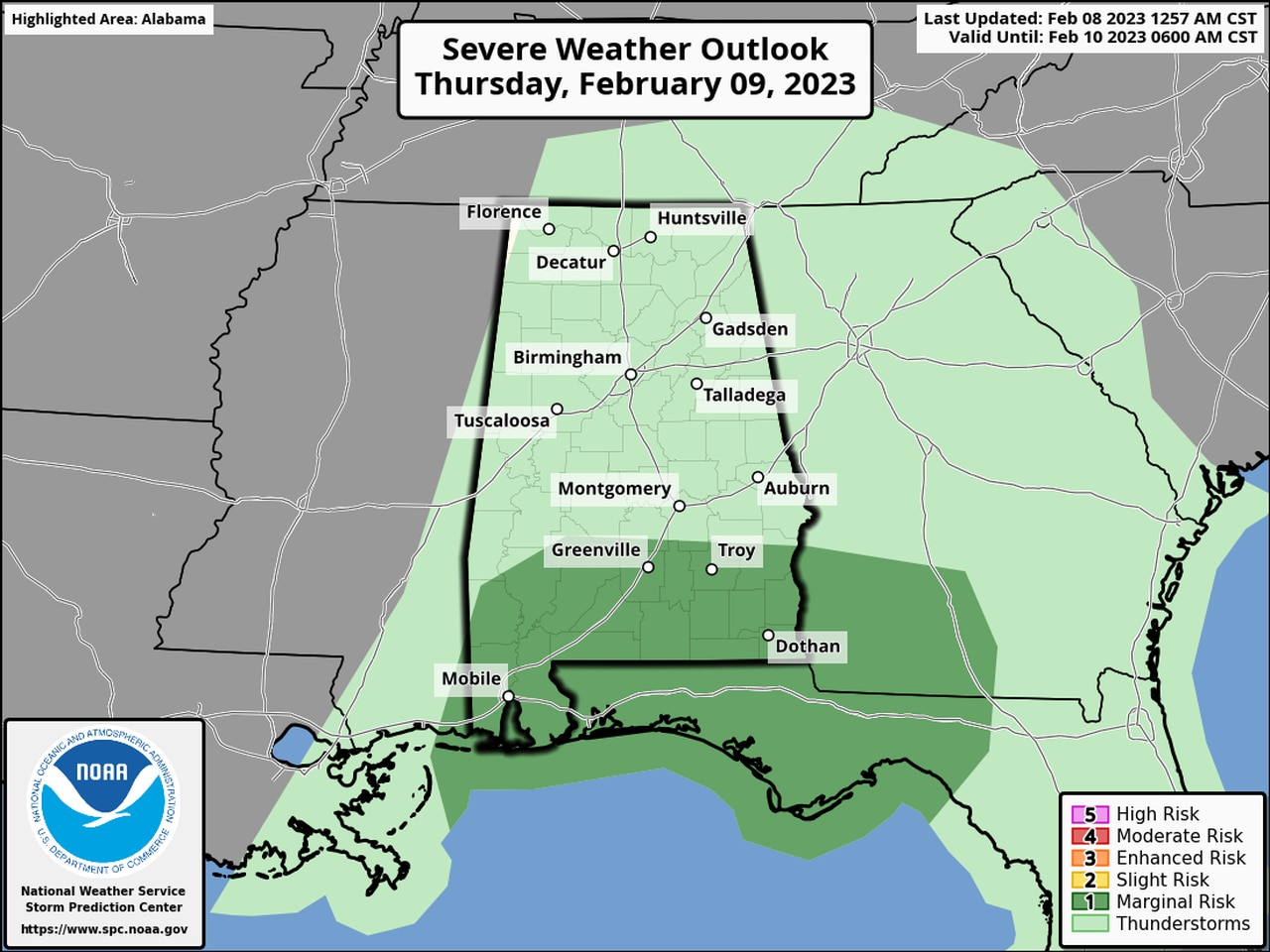 Strong storms possible late tonight in Alabama