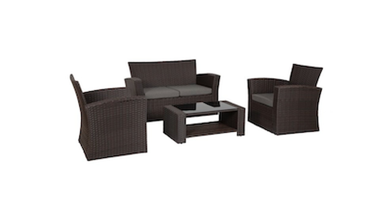 Alfonso Rattan Wicker Four Person Seating Group with Cushions