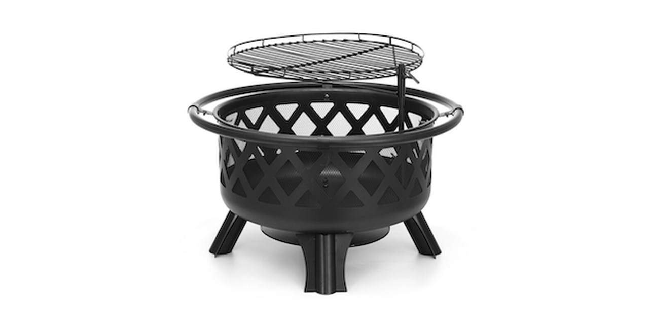 Glendoris Steel Outdoor Fire Pit with Lid