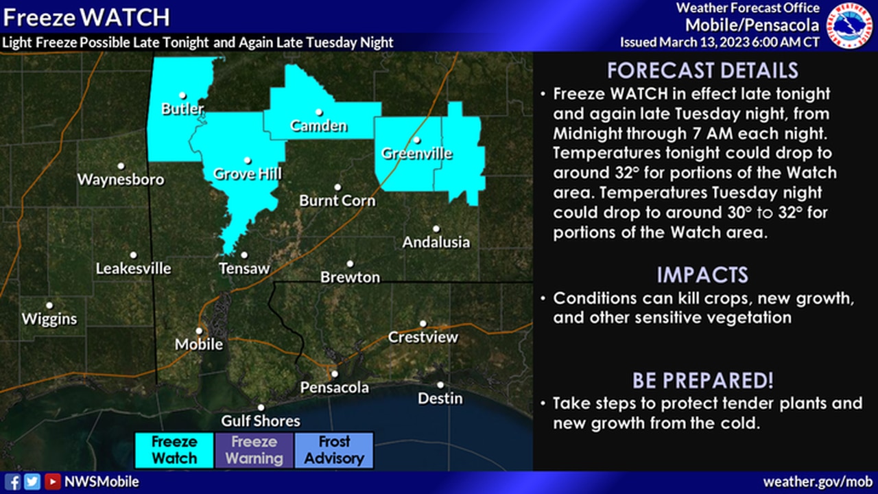 South Alabama freeze watch