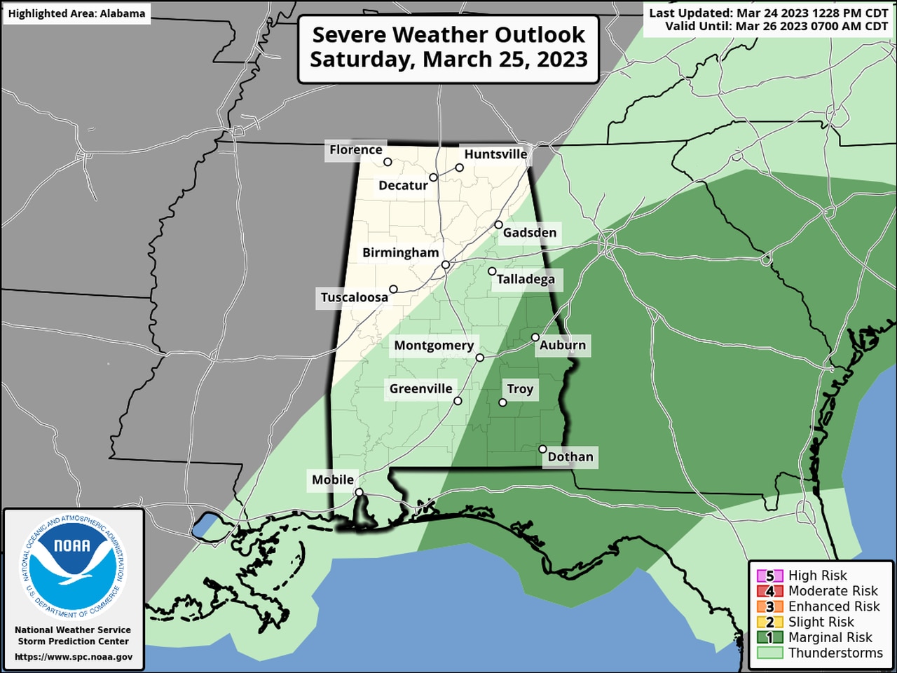 More of Alabama now in Level 3 risk for severe weather