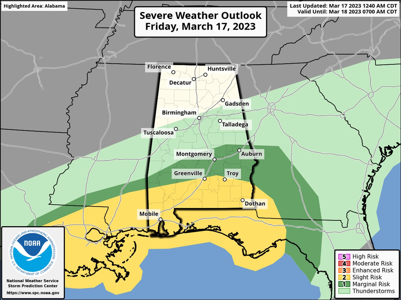 Severe storms possible in south Alabama today