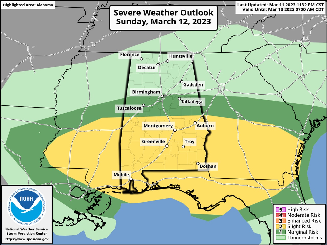 Severe storms possible today in Alabama