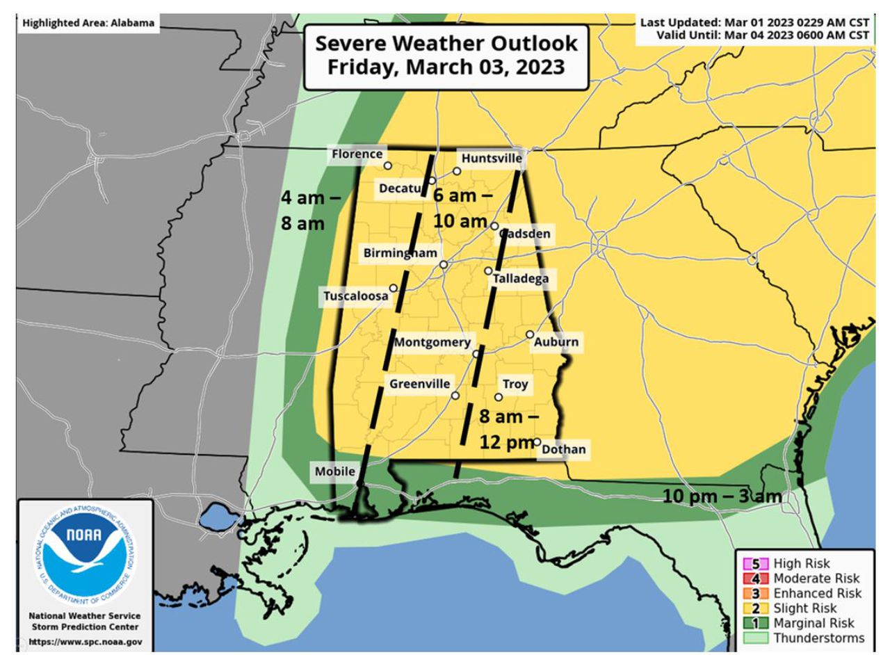 Severe weather in Alabama: What to expect this week; what time will storms arrive?