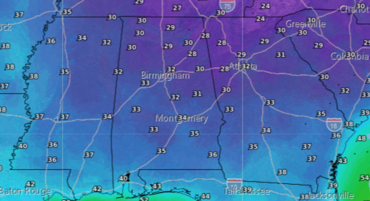 Tuesday night low temperatures