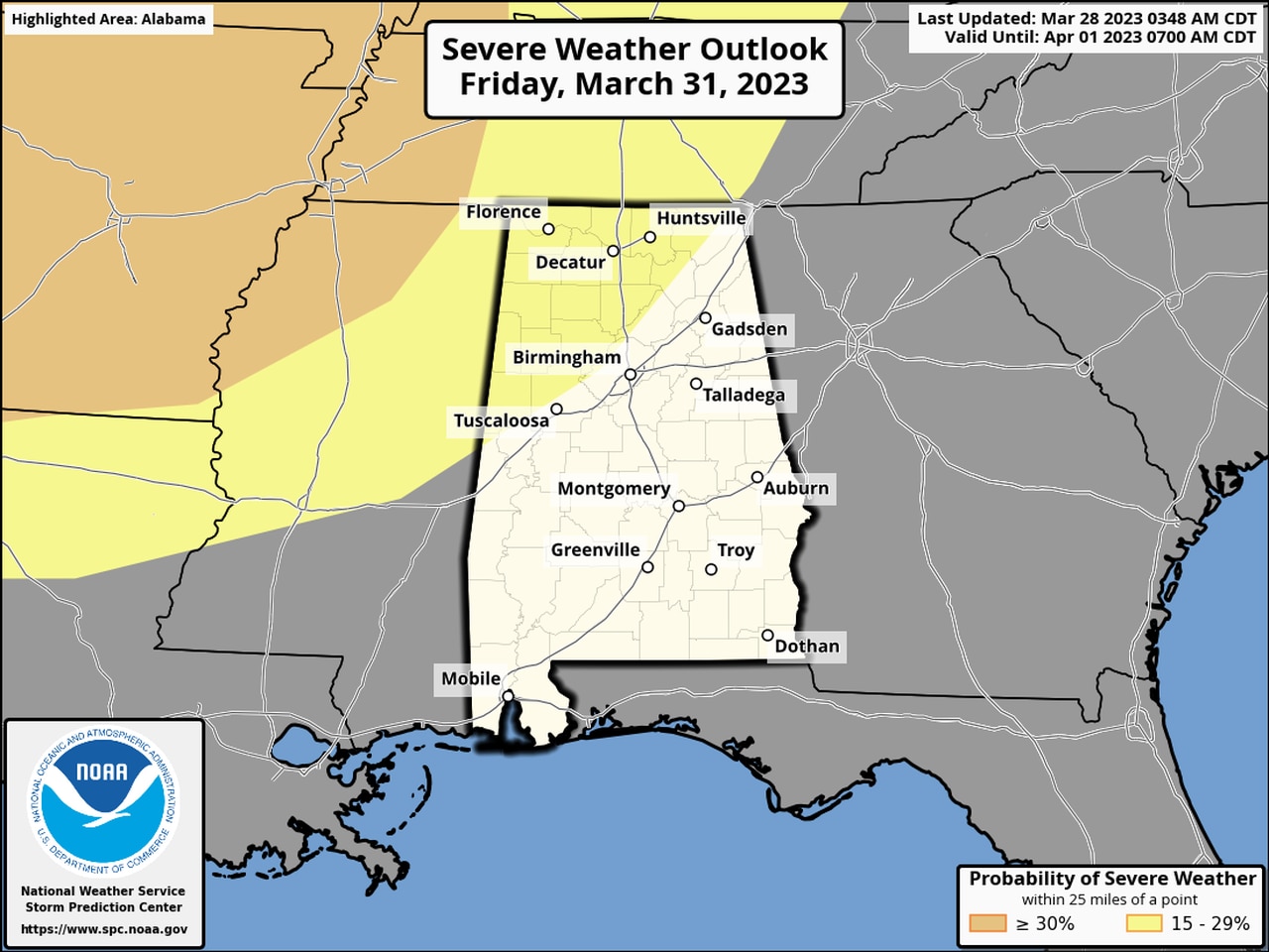 Strong storms possible today and Friday in Alabama