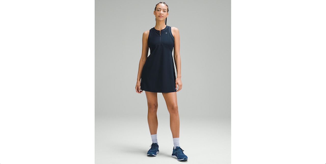 Grid-Texture Sleeveless Tennis Dress