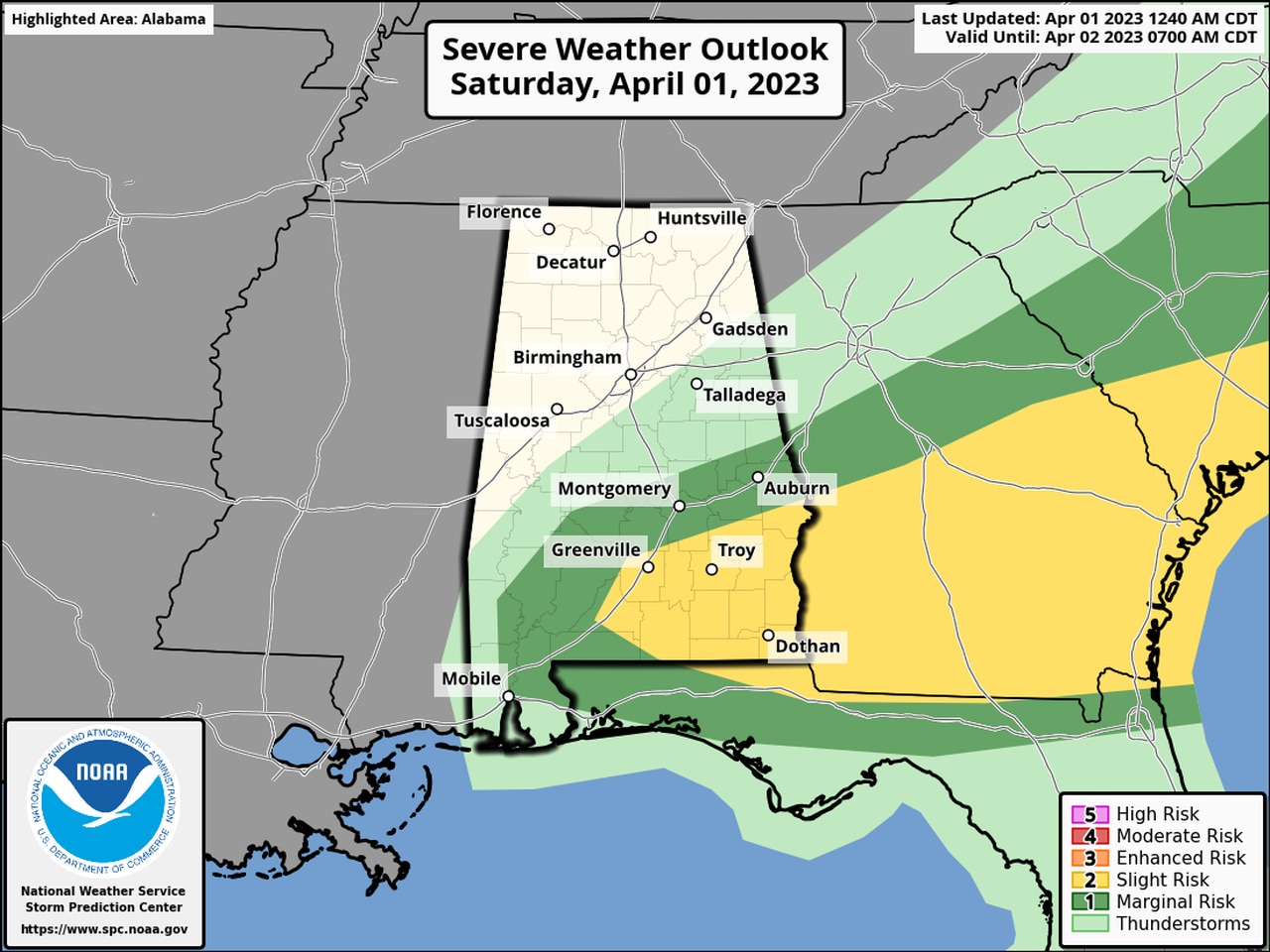 A few severe storms possible in south Alabama today