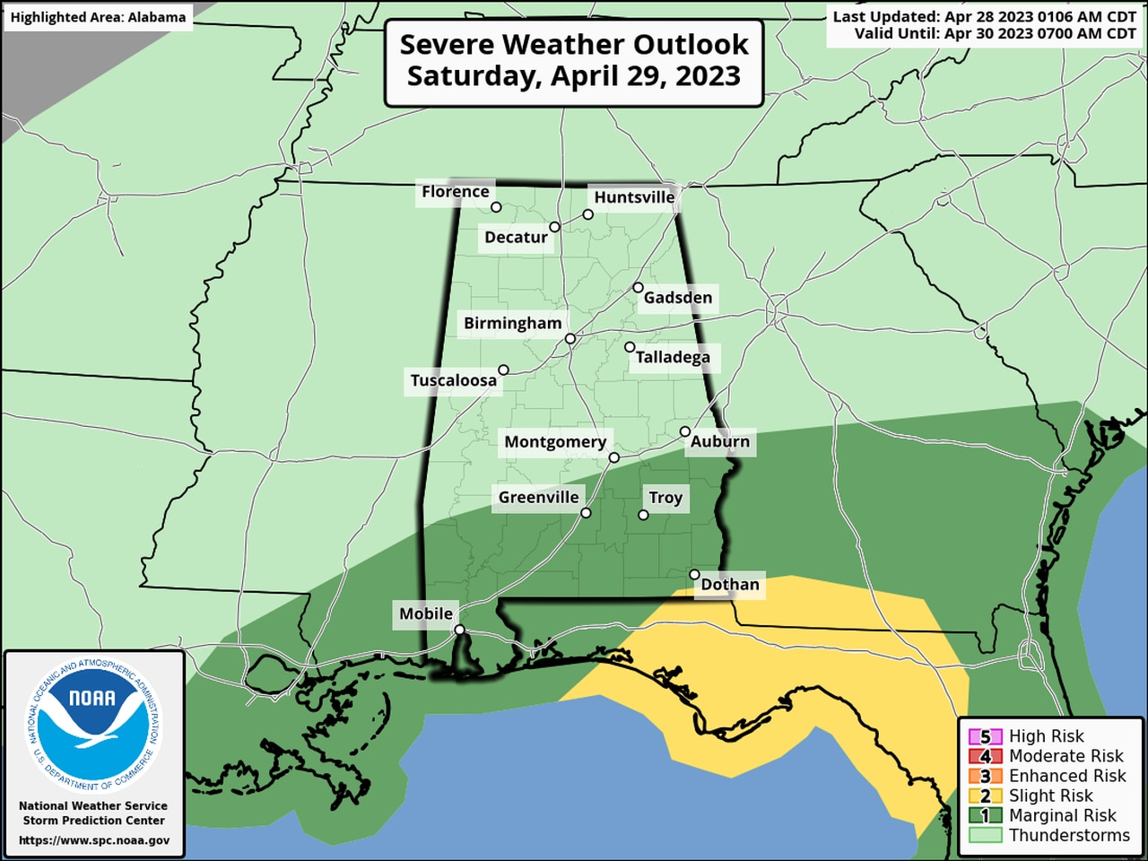 Another round of storms possible in Alabama on Saturday