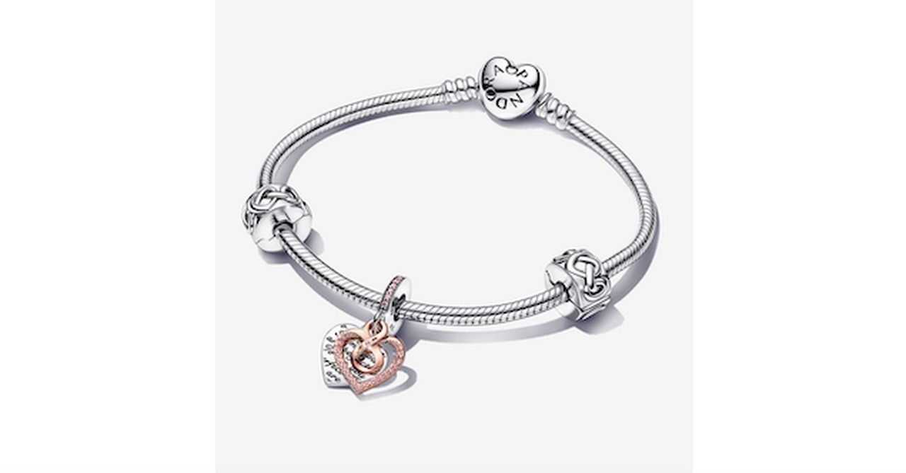 Two-tone Infinity Heart Bracelet Gift Set