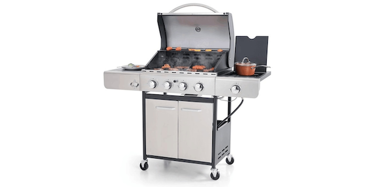 MF Studio Stainless Steel 4 Burner Propane Gas Grill with Side Burner