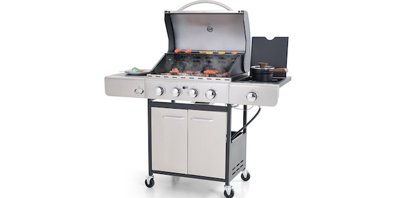 Sophia & William Stainless Steel Portable 4-Burner Propane Gas Grill with Side Burner