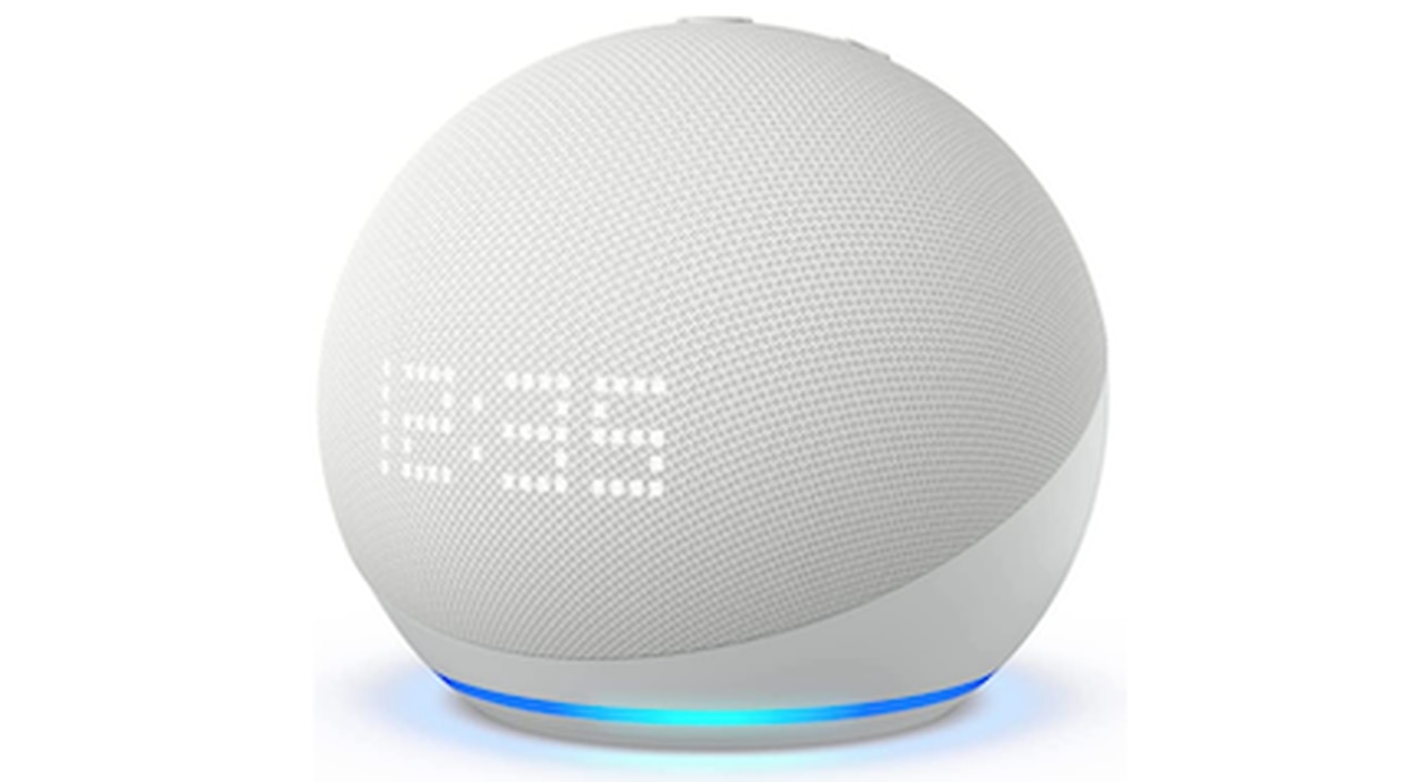 Echo Dot (5th Gen, 2022 release) with clock, Glacier White