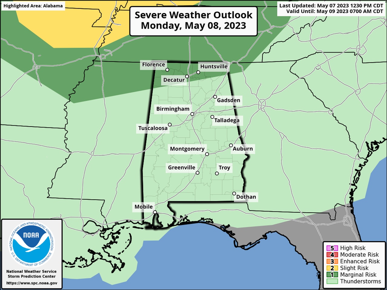 Isolated severe storms possible in parts of Alabama