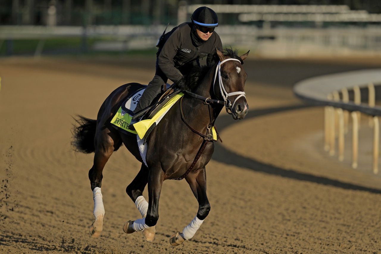 Forte works out at Churchill Downs on Tuesday, May 2, 2023, in Louisville, Ky.