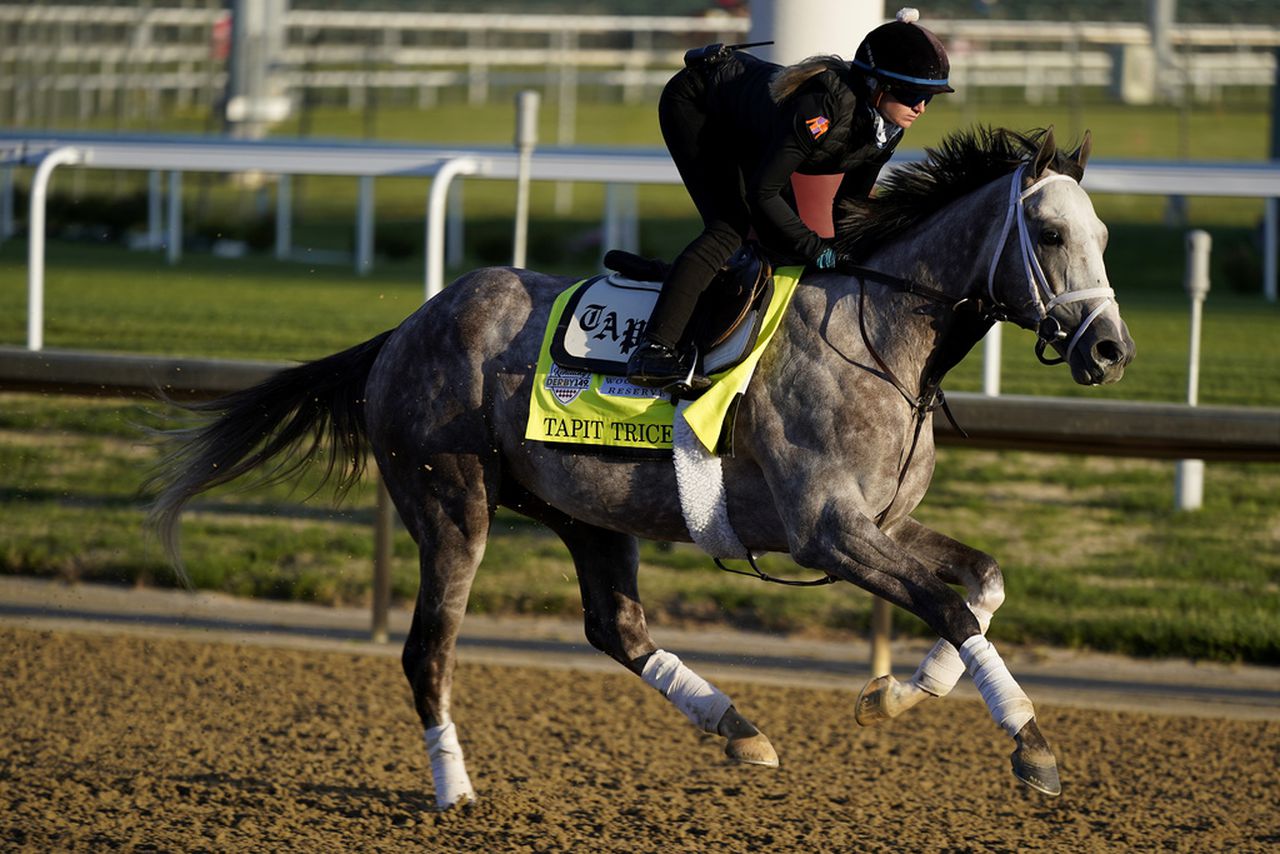 Tapit Trice works out at Churchill Downs on Tuesday, May 2, 2023, in Louisville, Ky.