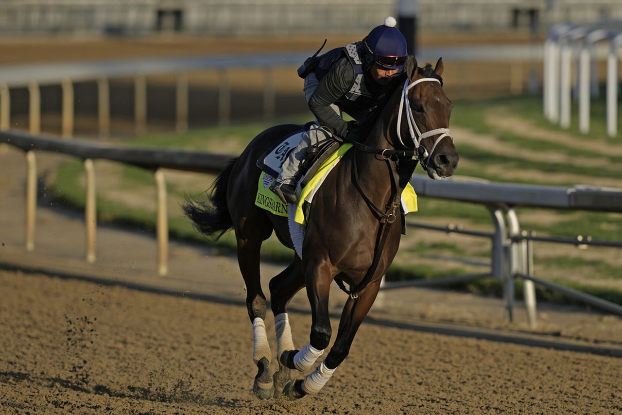 Kingsbarns works out at Churchill Downs on Tuesday, May 2, 2023, in Louisville, Ky.