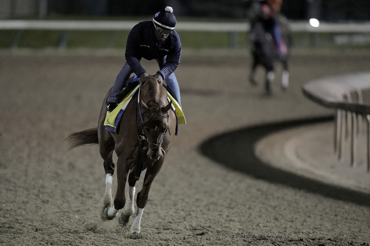 Disarm works out at Churchill Downs on Wednesday, May 3, 2023, in Louisville, Ky.