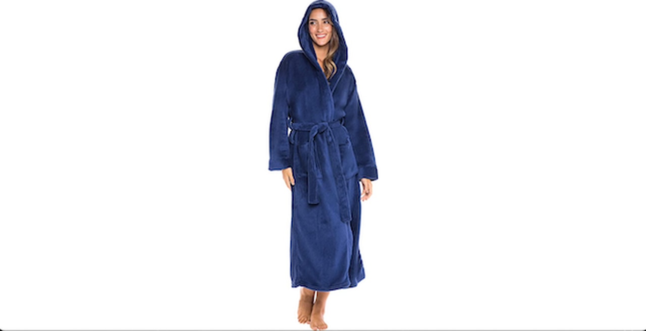 Alexander Del Rossa Women’s Soft Plush Fleece Hooded Bathrobe