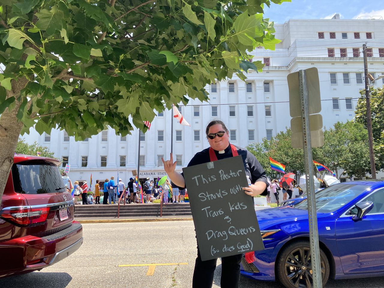 Darcy Corbitt attends a protest in support of LGBT rights in Montgomery, Alabama