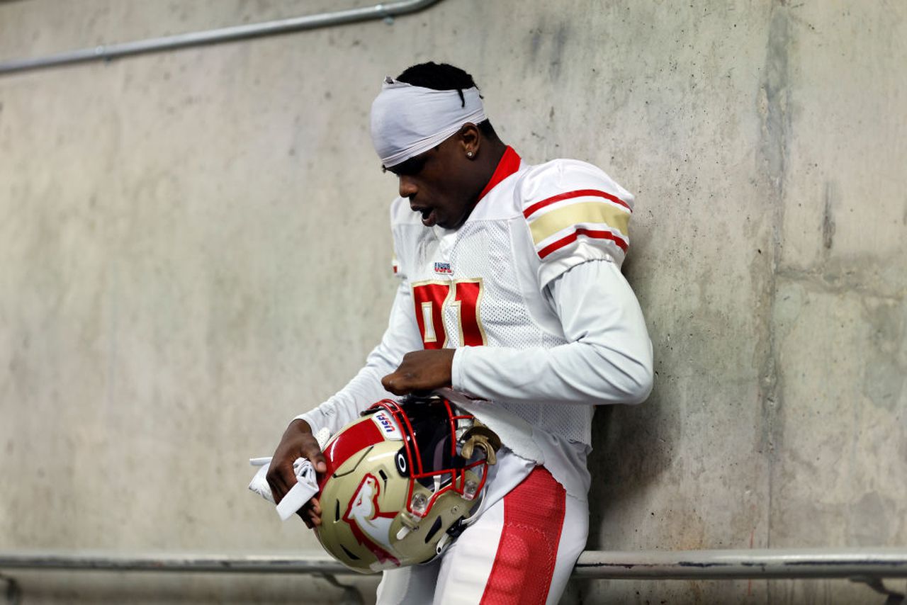 Birmingham Stallions wide receiver Myron Mitchell waits in the tunnel