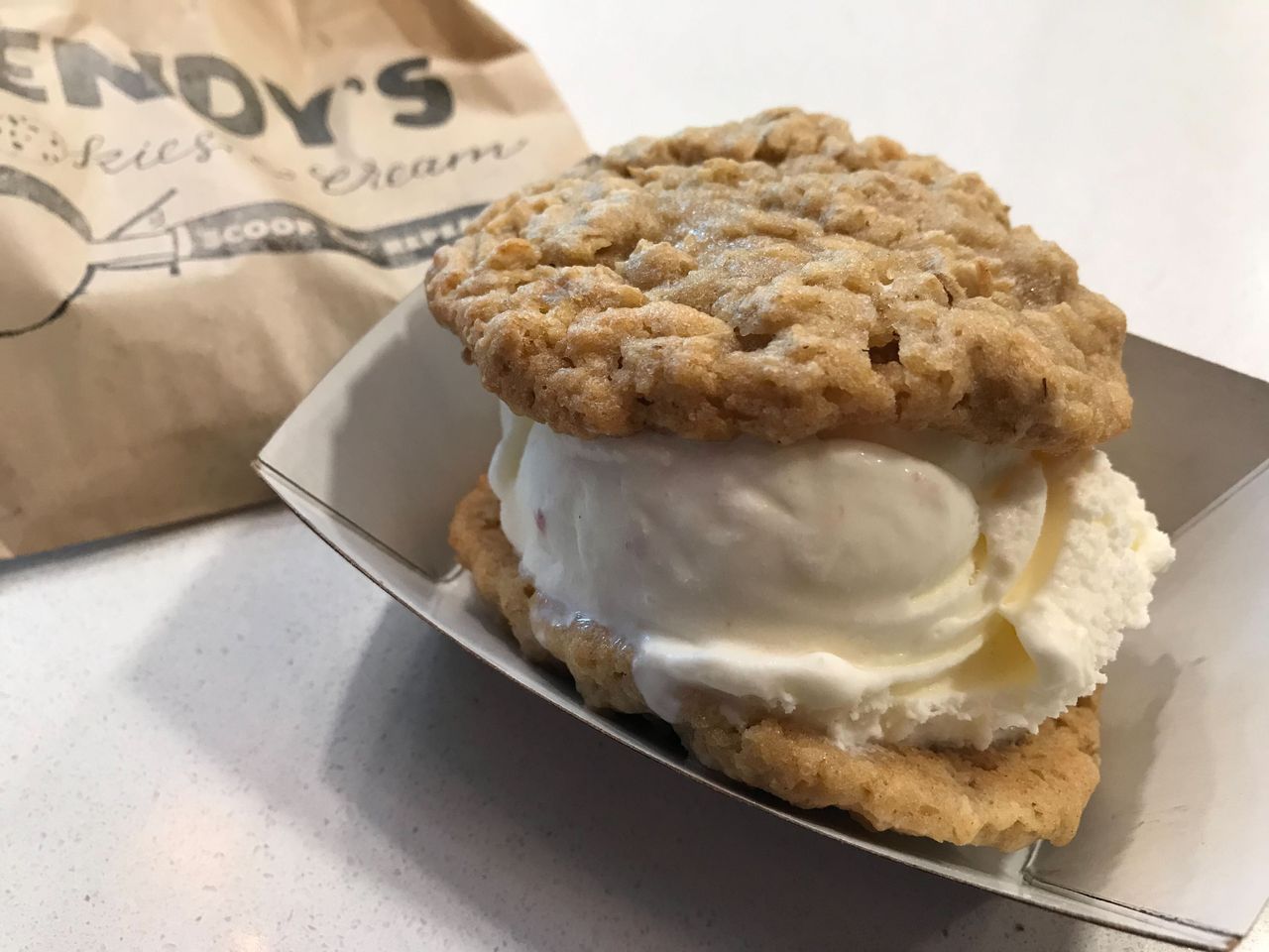 Ice cream sandwich from Bendy's Cookies & Cream